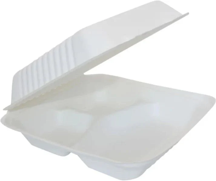 Wholesale 9x9 Bagasse Hinged Takeout Containers – 3 Compartment Bulk — bulk restaurant supply Saint John NB