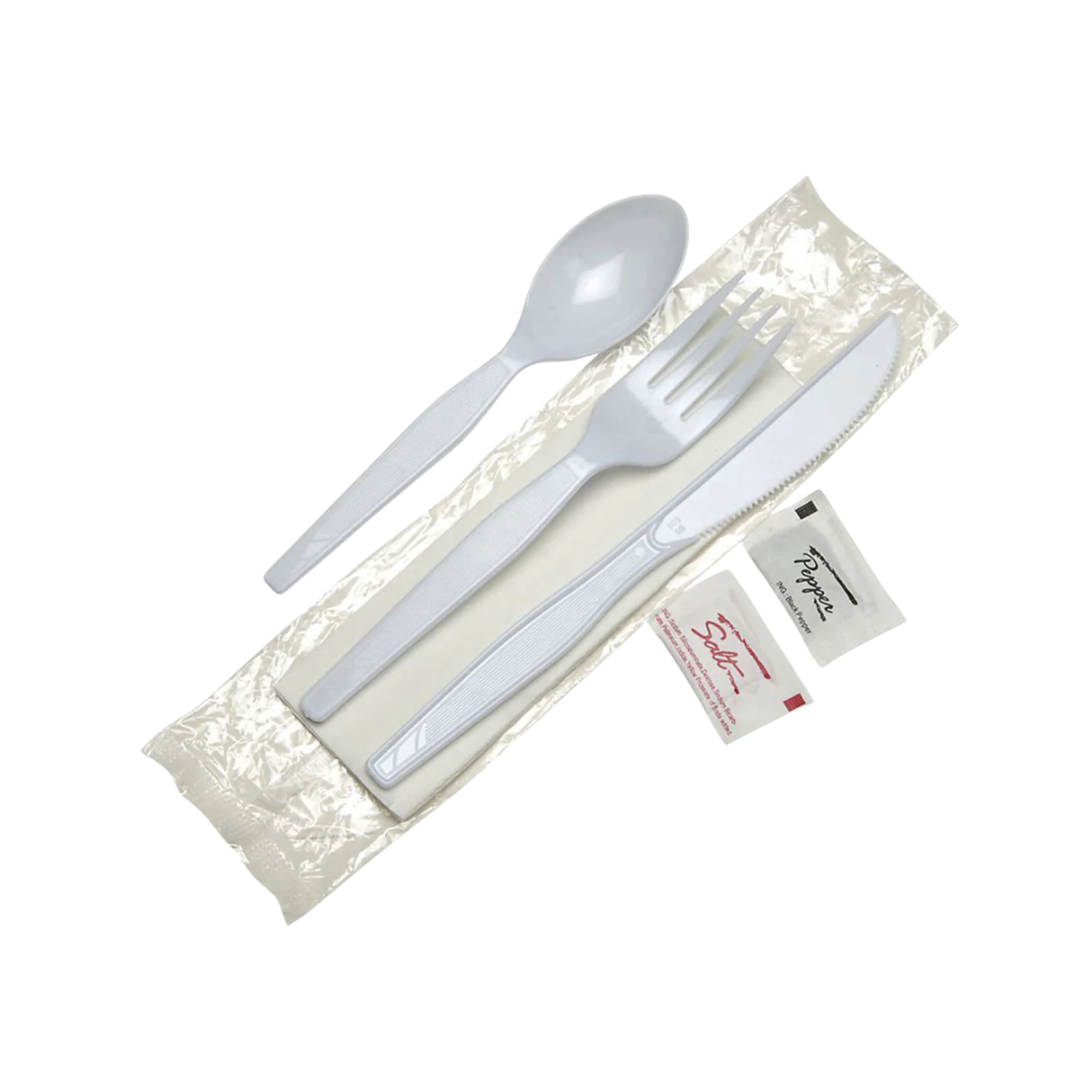 Wholesale Pre-Wrapped Plastic Cutlery Kit – Knife, Fork, Spoon, Napkin, Salt & Pepper — bulk restaurant supply Saint John NB